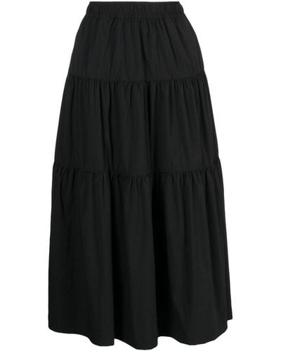 Chocoolate Tiered Midi Skirt - Black