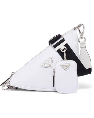 Prada Triangle Re-nylon Shoulder Bag - White