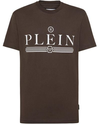 Philipp Plein T-Shirt mit grafischem Print - Braun