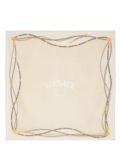 Versace Greca Nautical-print Silk Scarf - Natural