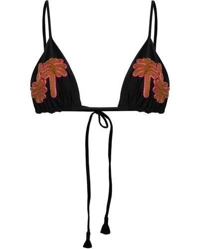 Johanna Ortiz Palm Tree Triangle Bikini Top - Black
