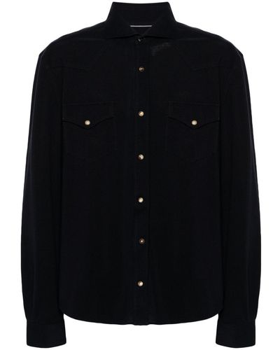 Brunello Cucinelli Chemise en coton à manches longues - Noir