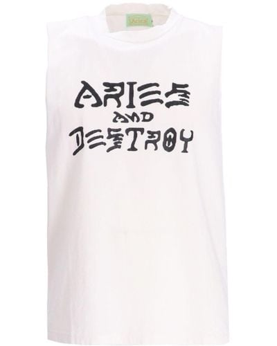 Aries Vintage And Destroy トップ - ホワイト