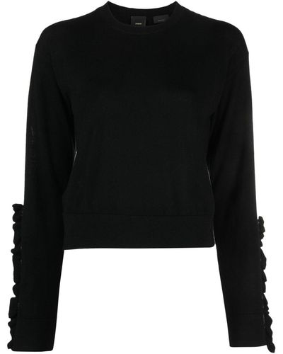 Pinko Ruffled Long-sleeve Wool Sweater - Black