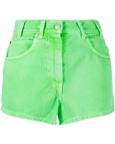 MSGM High-waist Denim Shorts - Green