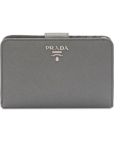 Prada Medium Saffiano Leather Wallet - Gray