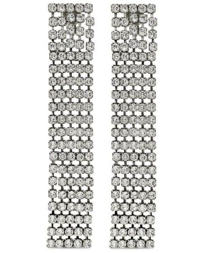 Saint Laurent Boucles d'oreilles à ornements en cristal - Blanc