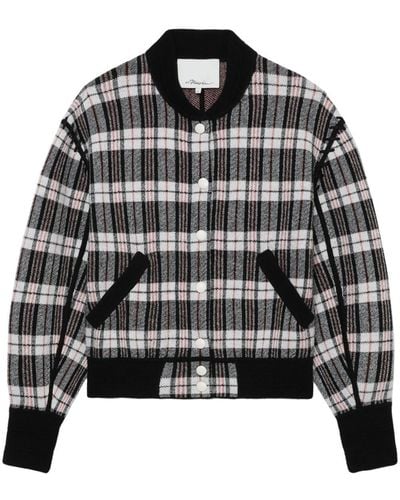 3.1 Phillip Lim Check-pattern Wool Bomber Jacket - Zwart