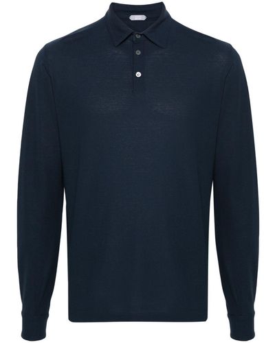 Zanone Dyed Cotton Polo Shirt - Blue