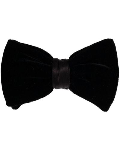 Giorgio Armani Hook-fastening Velvet Bow Tie - Black