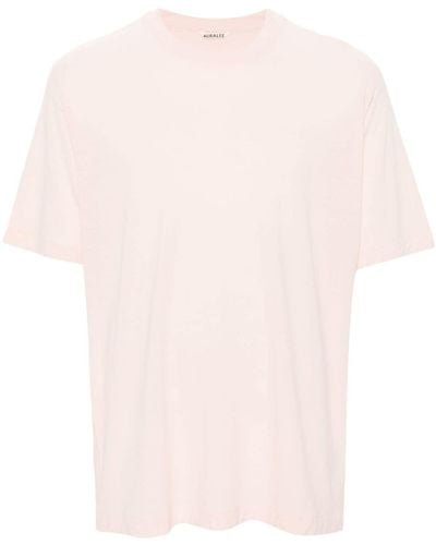 AURALEE T-Shirt mit rundem Ausschnitt - Pink