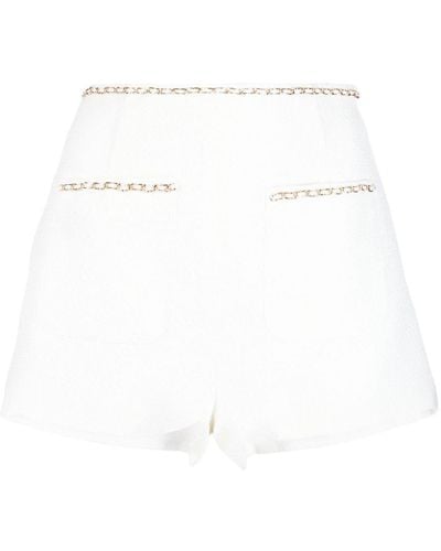 B+ AB Chain Detailed Tweed Shorts - White