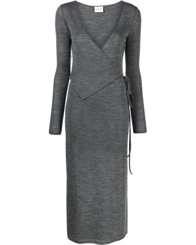 Claudie Pierlot Mélange-effect Wool Wrap Dress - Gray
