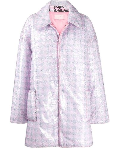 Natasha Zinko Oversized Sequinned Houndstooth Print Coat - Pink
