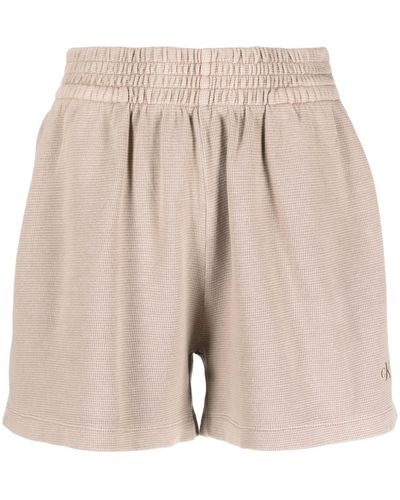 Calvin Klein Shorts mit Logo-Stickerei - Natur