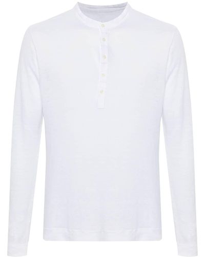 120% Lino Fein gestricktes T-Shirt aus Leinen - Weiß