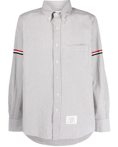 Thom Browne Vertical-stripe Long-sleeve Shirt - Gray