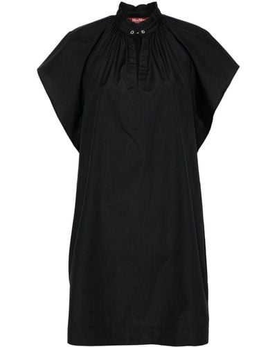 Max Mara Frilled-collar Poplin Dress - Black