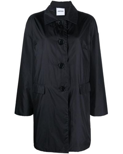 Aspesi Buttoned-up Padded Trench Coat - Black