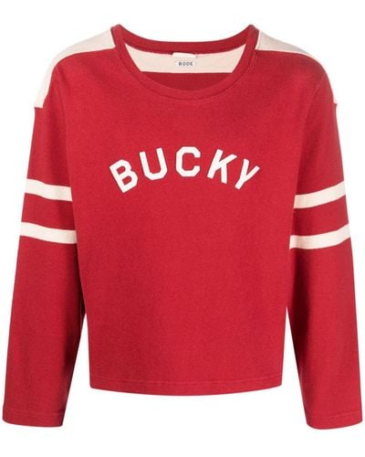 Bode Bucky Cotton Sweater - Red