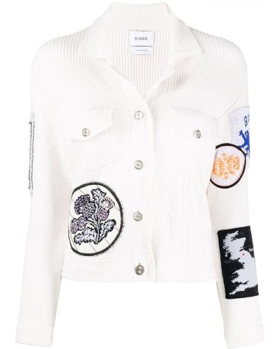 Barrie Patchwork Detailed Knitted Jacket - White