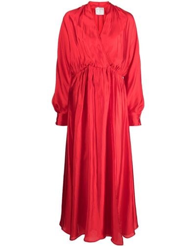 Forte Forte V-neck Silk-blend Maxi Dress - Red