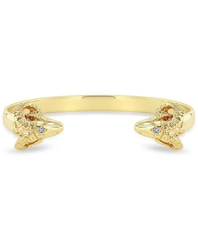 Zoe Chicco 14kt Yellow Gold Rams Head Diamond Cuff Bracelet - Metallic