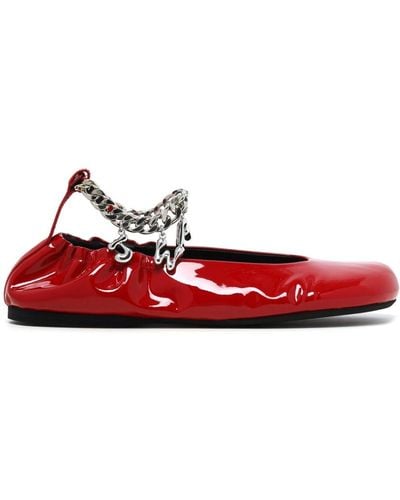 JW Anderson Logo-charm Leather Ballerinas - Red