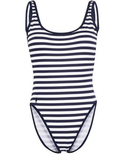 Polo Ralph Lauren Striped Piqué-weave Swimsuit - Blue