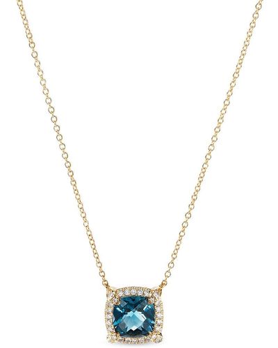 David Yurman Collier Petite Châtelaine en or 18ct serti de topaze et de diamants - Bleu