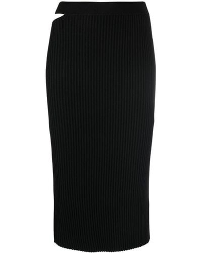 Helmut Lang Cutout-detail Ribbed Knit Skirt - Black