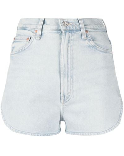 Mother The Tippy Top Frisky Zip Matinee High-waist Denim Shorts - Blue