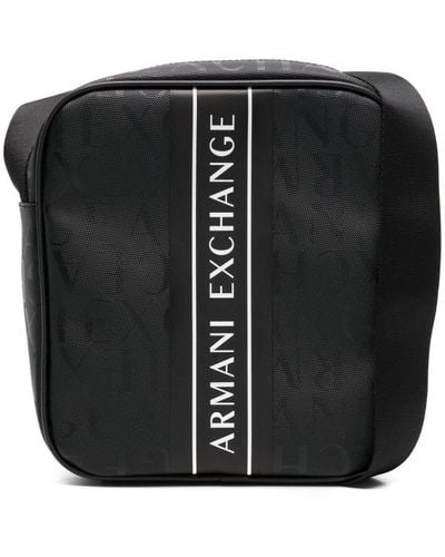 Armani Exchange Schultertasche mit Logo-Jacquard - Schwarz
