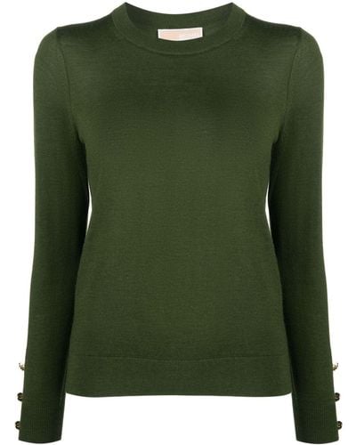 MICHAEL Michael Kors Buttoned-cuff Fine-knit Sweater - Green
