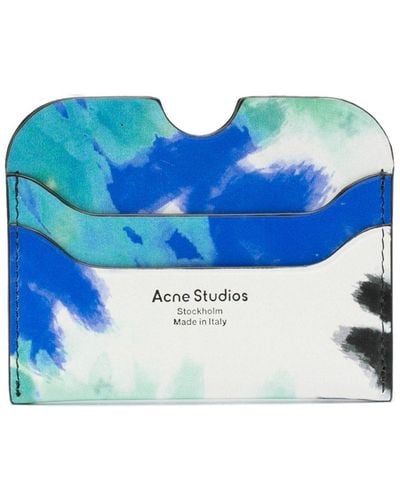 Acne Studios Tie-dye Print Leather Cardholder - Blue