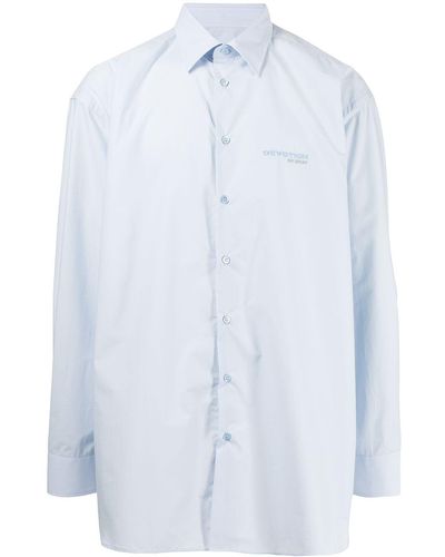Raf Simons Logo-print Button-up Shirt - Blue