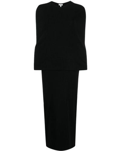 Loewe Crew-neck Cotton Midi Dress - Black