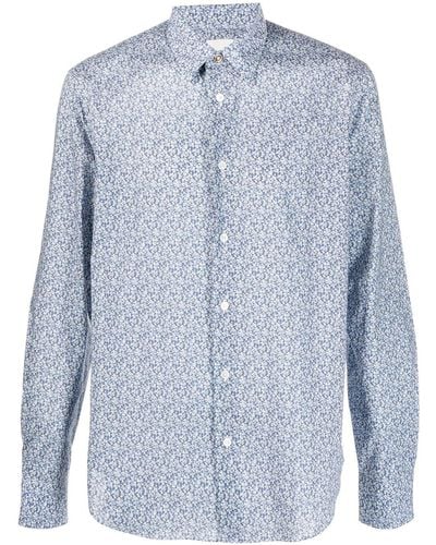 Paul Smith Graphic-print Long-sleeved Shirt - Blue