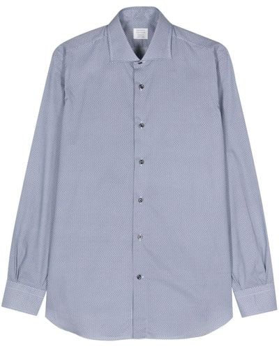 Mazzarelli Geometric-pattern Cotton Shirt - Blue