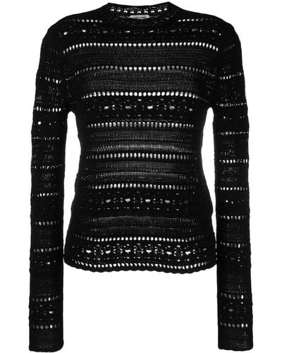 Saint Laurent Pointelle-knit Cotton Jumper - Black