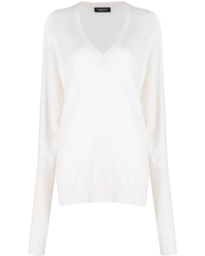 Fabiana Filippi V-neck Fine-knit Sweater - White