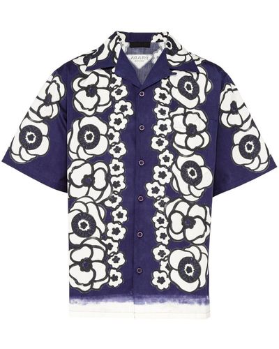 Prada Floral-print Bowling Shirt - Blue