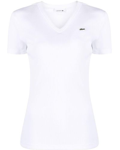 Lacoste Logo-patch V-neck T-shirt - White