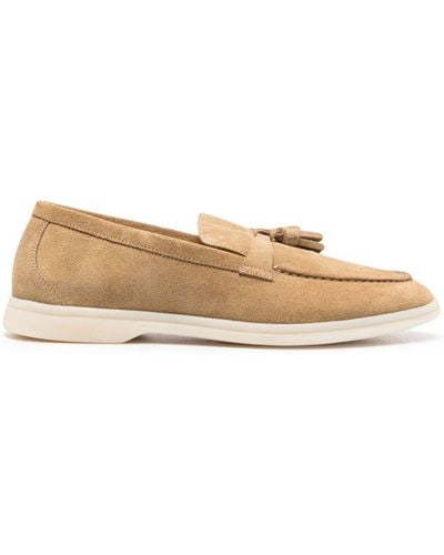 SCAROSSO Leandro Tassel-detail Suede Loafers - Natural