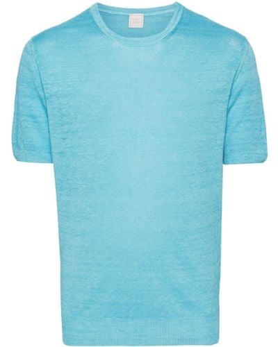 120% Lino Short-sleeve Linen T-shirt - Blue