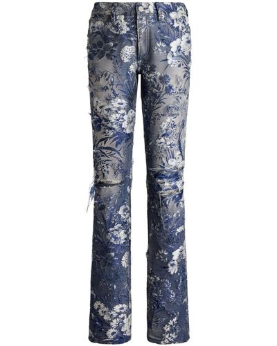Ralph Lauren Collection Jeans 160 a fiori jacquard - Blu