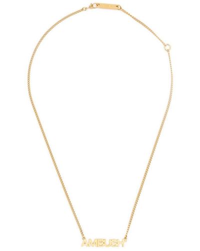 Ambush Name Plate Charm Necklace - White