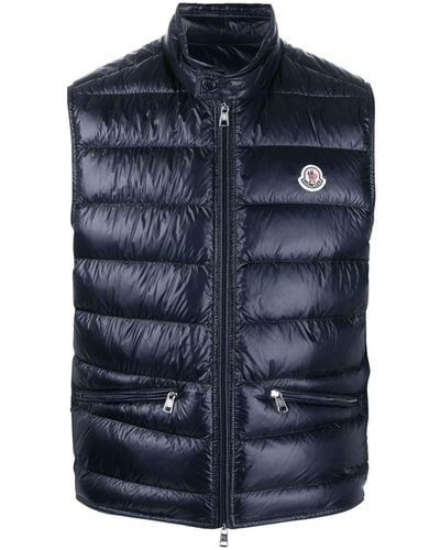 Moncler Gefütterte Gui Weste mit Logo-Patch - Blau