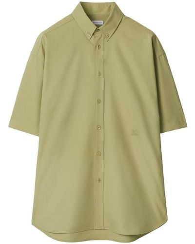 Burberry Popeline Overhemd Met Geborduurd Logo - Groen
