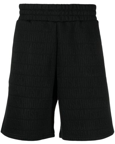 Moschino Monogram-jacquard Elasticated Track Shorts - Black